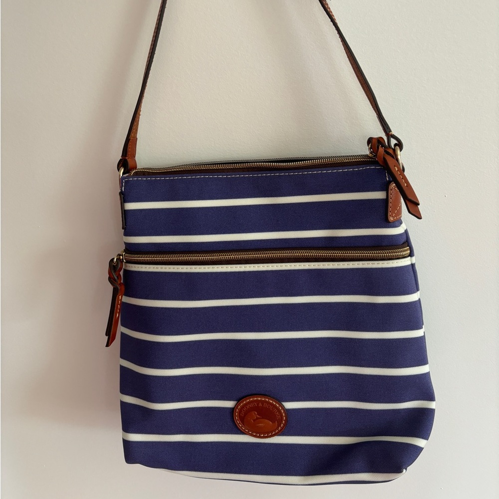 DOONEY AND BURKE Purple and White Striped Shoulder Bag (not adjustable, updated)
